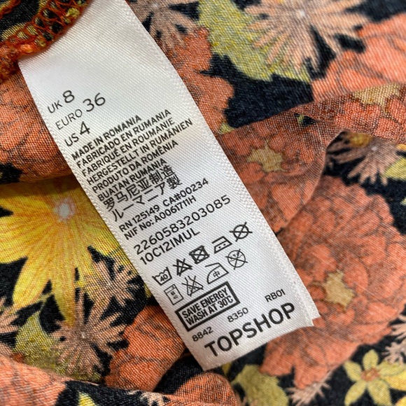 Topshop womens floral dress sleeved high low size4 - Picture 6 of 6